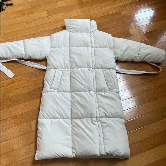 MANGO Ivory Midi Puffer Winter Coat Blanket Wrap around with Belt and Ho… - Picture 12 of 15
